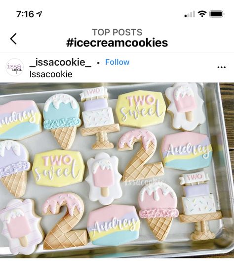 Ice Cream Themed Cookies Decorated, Pastel Cookies Birthday, Ice Cream Birthday Party Cookies, 3 Scoops Of Fun Birthday Cookies, 2 Sweet Birthday Theme Cookies, Sweet One Cookies Decorated, Ice Cream Birthday Cookies Decorated, Three Scoops Of Fun Birthday Theme, 2 Scoops Birthday Party