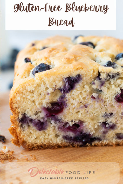 loaf of gluten free blueberry bread on cutting board Gluten Free Lemon Blueberry Pound Cake, Gluten Free Blueberry Cake Recipes, Gf Blueberry Bread, Gluten Free Loaf Recipes, Gluten Free Blueberry Loaf, Gluten Free Blueberry Bread, Gluten Free Blueberry Recipes, Buddy Bars, Aip Lifestyle