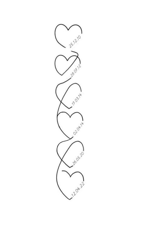 6 Hearts Tattoo, Mother Of 6 Tattoo Ideas, 6 Kids Tattoo Ideas, Tattoo Family Ideas For Women, Auntie Tattoo, Family Of 5 Tattoo Ideas, Auntie Tattoos Ideas, Family Tattoo Ideas For Women, Tatooo Delicadas