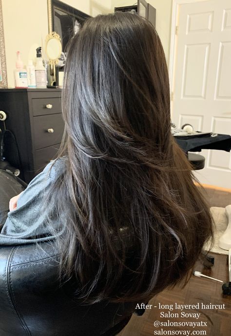 Black Straight Hair With Layers, Rounded Layers Long Hair Straight, Long Black Hair Layers Straight, Long Layered Hair Asian Straight, Layered Long Black Hair Asian, Haircuts For Long Hair Straight, Black Hair Curls, Ulzzang Short Hair, Beauty Recipes Hair