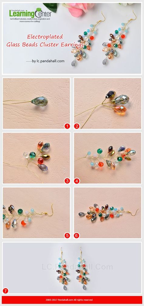 Diy Cluster Earrings, Cluster Earrings Tutorial, Diy Pearl Necklace, Diy Wire Jewelry, Wire Work Jewelry, Earrings Inspiration, Beaded Drop Earrings, Earring Tutorial, Homemade Jewelry