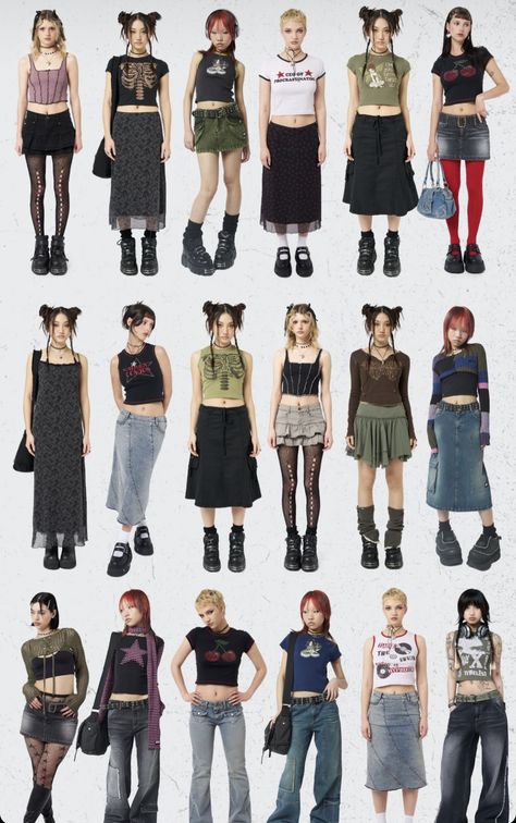 Grunge Outfit Ideas 90s, Casual Soft Grunge Outfits, Grunge Retro Outfits, 2000s Tokyo Fashion, 2024 Grunge Aesthetic, Kpop Night Outfit, Real 90s Fashion Grunge, Fall Outfits 2023 Grunge, Easy Vintage Outfits