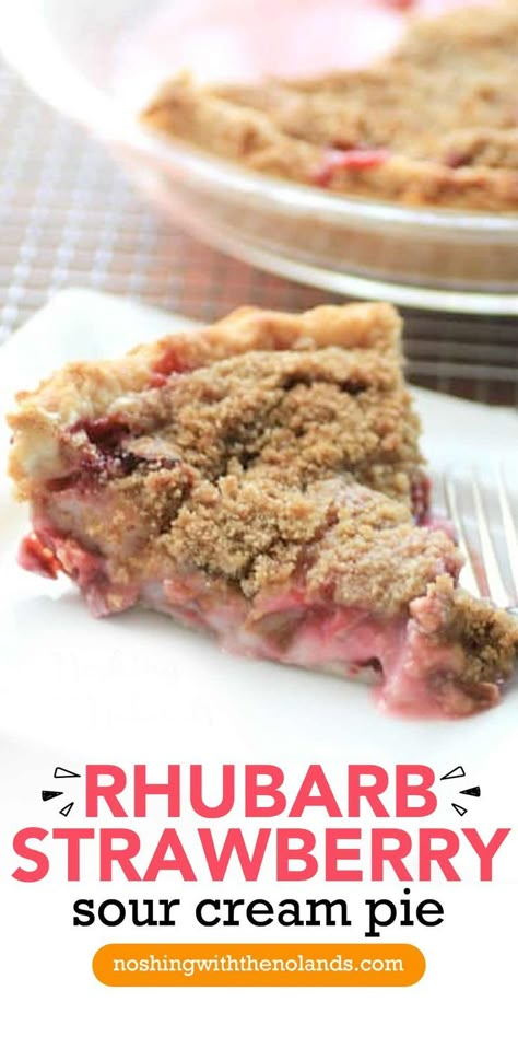 This Rhubarb Strawberry Sour Cream Pie I have made forever!! One of my absolute favorites for rhubarb. The strawberries accompany the rhubarb so nicely and the sour cream gives it just that right creaminess. Strawberry Rhubarb Cream Pie, Rhubarb Sour Cream Pie, Sour Cream Rhubarb Pie, Rhubarb Sour Cream Pie Recipe, Strawberry Rhubarb Custard Pie, Rhubarb Cream Pie, Rhubarb Strawberry Pie, Sour Cream Pie, Rhubarb Pie Recipe