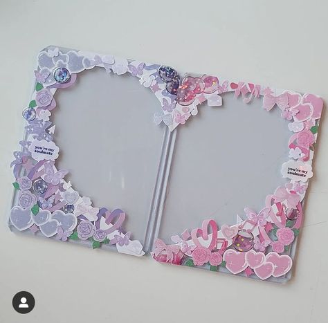 Toploader Deco Ideas Cream, Pc Toploader Deco, Lace Toploader Deco, Photocard Deco Ideas, Photocard Toploader Design, Heart Toploader, Toploader Deco Ideas, Deco Toploader, Binder Decoration