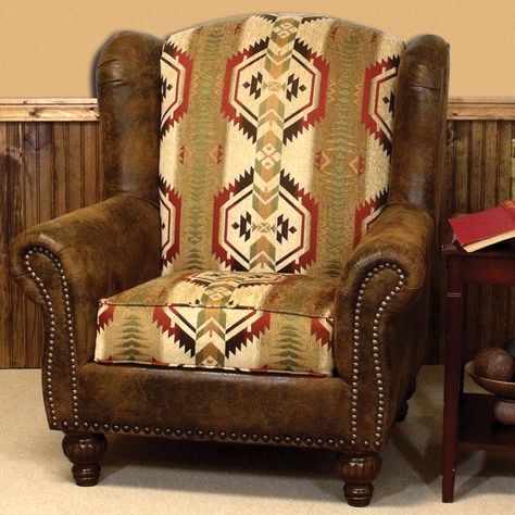 Furniture Upholstery Using Mix and Match Fabric. A Cheaper Way To Upholster. Western Chair, Rustic Lodge Decor, Southwest Furniture, Lodge Furniture, Upholstery Diy, Western Furniture, Southwest Decor, Southwestern Decorating, Sofa Upholstery