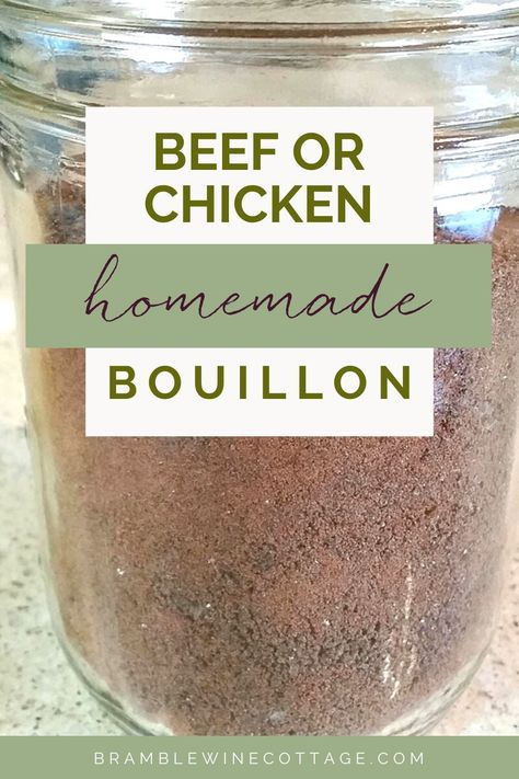 Tired of the junk lurking in store bought bouillon powder? Learn how to make your own healthy bouillon powder at home. Turn your homemade bone broth into a nutritious powder that is always ready to use. Get the homemade bouillon powder recipe at BrambleWineCottage.com Boullion Powder Recipe, Homemade Tomato Bouillon, How To Make Chicken Bouillon Powder, Chicken Boullion Powder Recipes, Dehydrated Powder Recipes, How To Make Beef Bullion Powder, Homemade Beef Bullion Powder, Homemade Bullion Powder, Homemade Dehydrated Spices