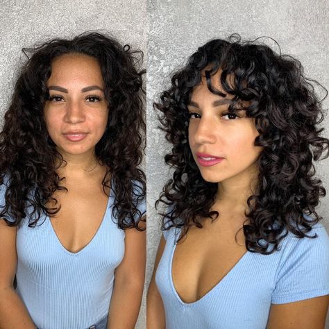 DevaCurl Professional on Instagram: “Curly bangs coming through! After a #DevaCut, @sunnyhairguru styled with #SuperCream for mega moisture 💦 #DevaCurlPro #FLStylist” Deva Haircut Curly, Devacut Wavy Hair, Devacut Curly Hair, Short Curly Devacut, Deva Curl Products, Goals Board, Deva Cut, Work Hair, Curly Bangs