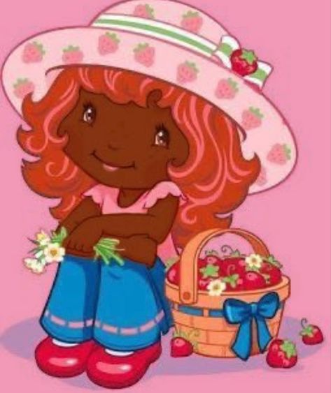 Girl Pfp Black, Pfp Black, Strawberry Shortcake Cartoon, Black Pfp, Black Strawberry, Strawberry Shortcake Characters, Strawberry Baby, Black Cartoon Characters, Cute Strawberry