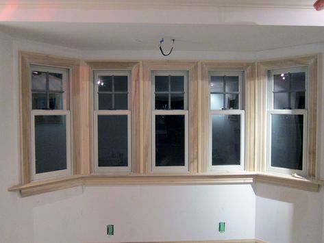 window trim | Bay Window Trim - BBG Carpentry Inc. Bay Window Framing, Bay Window Moulding Ideas, Bay Window Trim Ideas Interior, Window Casing Ideas Interior Trim, Bay Window Trim, Window Trim Ideas Interior, Exterior Window Trim Ideas, Craftsman Style Trim, Craftsman Window Trim