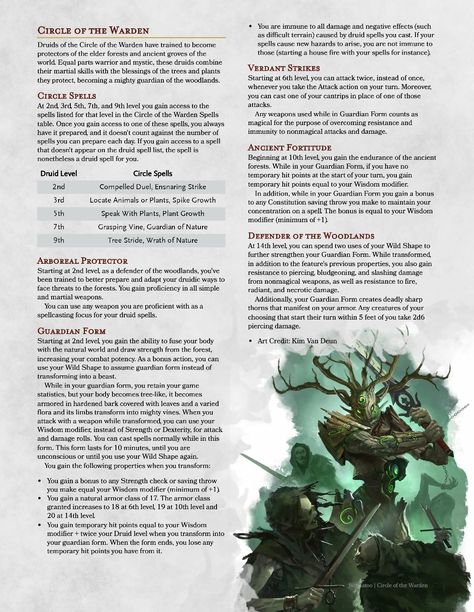 Ektus (Druid) Circle Of The Warden Dnd Homebrew Classes 5e Druid, Dnd Homebrew Druid Circle, Druid Circles 5e, Dnd Homebrew Druid Subclasses, Homebrew Druid Circle, Druid Subclass Homebrew, Druid Homebrew 5e, Dnd Druid Subclasses, Druid Circles Dnd