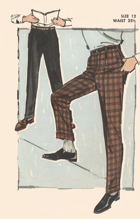 Slack Pattern, Motif Soutache, 1960s Patterns, 1950s Sewing Patterns, Mod Look, Slacks Trousers, Vintage Mens Fashion, Wool Flannel, Looking Dapper