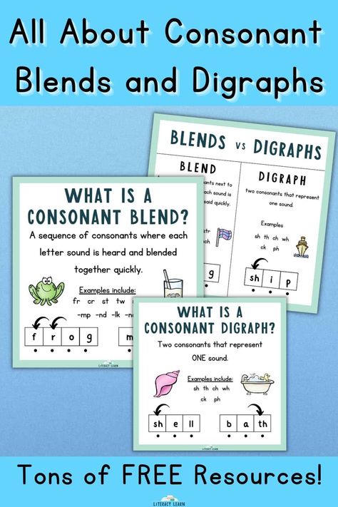 Here you'll read all about consonant blends and consonant digraphs, understand the differences between them, and learn the best ways to teach them to students. You'll also get access to a bunch of FREE SOR-aligned resources to support your instruction as you teach blends and digraphs. Blends And Digraphs Anchor Chart, Teaching Blends And Digraphs, Consonant Digraphs Anchor Chart, Free Decodable Readers, Consonant Blends Anchor Chart, Syllable Types Anchor Chart, Blends Anchor Chart, Digraphs Anchor Chart, Context Clues Anchor Chart