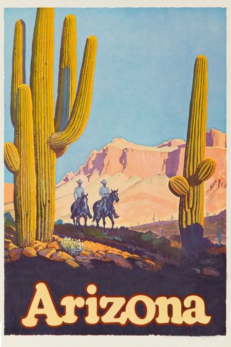 Western Americana Aesthetic, National Park Vintage Poster, Cowboy Core, Collage Portfolio, Western Posters, Western Americana, Saguaro National Park, Poster Art Prints, American Landscape