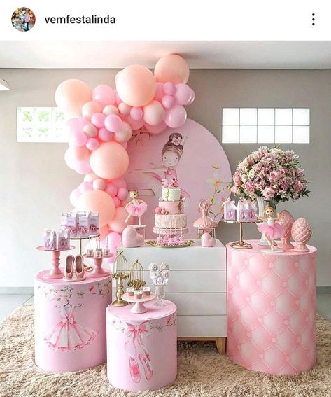 Ballerina Party Theme, Ballerina Birthday Party Decorations, Ballerina Party Decorations, Baby First Birthday Themes, 1st Birthday Girl Decorations, Ballet Birthday, Ballet Party, Ballerina Birthday Parties, Ballerina Party