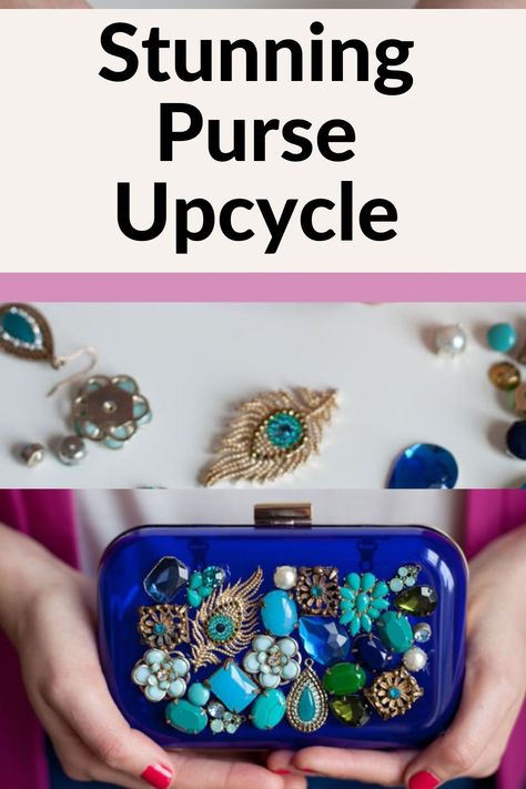 Create the perfect clutch this season using this easy upcycle method. Upcycle Purses Ideas, Diy Purse Makeover, Recycled Purse, Easy Upcycle, Upcycled Purse, Recycled Jewelry, Upcycled Crafts, Old Jewelry, Clutch Purse