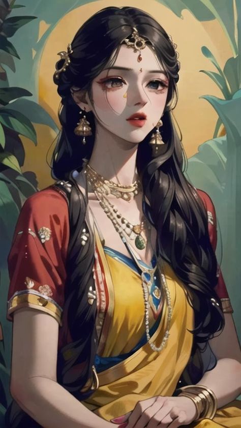 Indian Girl Pfp Cartoon, Indian Anime Characters, Indian Princess Art, Sassy Aesthetic, Sanatan Dharam, College Fest, Indian Culture And Tradition, Anime Picture Hd, Drama School