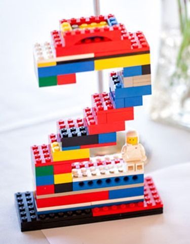 Lego Number as a Lego Birthday Party Centerpiece Creative Wedding Table Numbers, Diy Kids Party Decorations, Diy Kids Party, Lego Wedding, Shopkins Birthday Party, Shopkins Birthday, Birthday Party Centerpieces, Lego Birthday Party, Diy Cake Topper