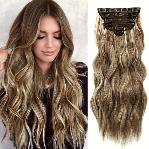 PRICES MAY VARY. 【Product Specifications】6PCS clip in hair extensions of 20 inches 220g in total. Each package includes: 1 piece of 7 inches wide weft with 4 clips; 1 piece of 6 inches wide weft with 3 clips; 2 pieces of 5 inches wide weft with 2 clips; 2 pieces of 1.6 inches wide weft with 1 clip. you can use these curly hair extensions to increase your hair volume instantly. 【Material & Advantage】Our fake curly clip in hair extensions are made of High-Quality Heat-Resisting Synthetic Fiber, so Brown Ash Blonde Hair, Ash Blonde Hair Extensions, Blonde Hair Extensions, Curly Clip Ins, Curly Hair Extensions, Hair Extentions, Hair Volume, Ash Blonde Hair, Wavy Curly Hair