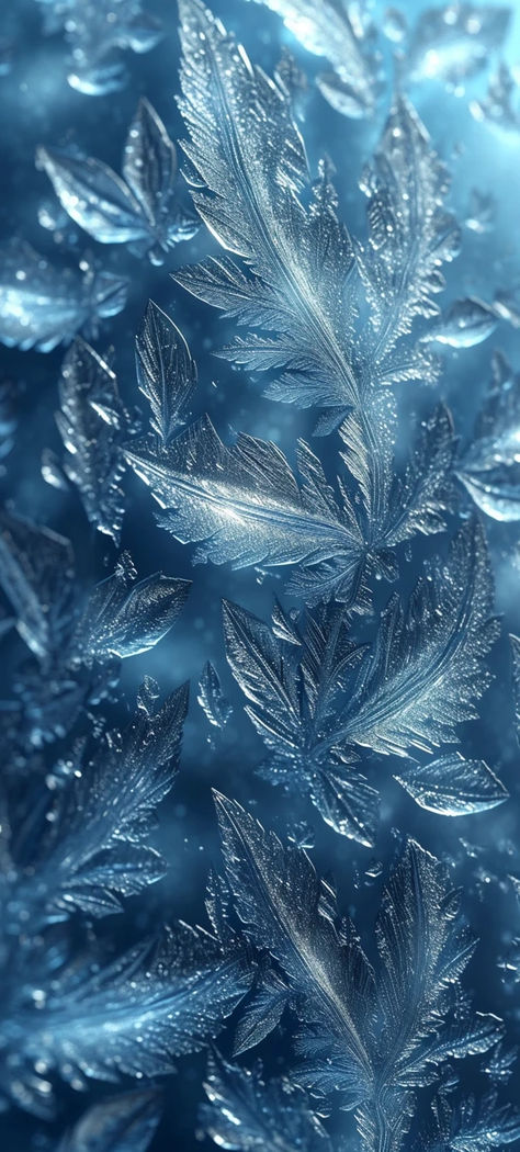 Blue Icy Aesthetic, Frozen Iphone Wallpaper, Ice Blue Aesthetic, Fractal Snowflake, Frost Aesthetic, Frost Wallpaper, Purple Rocks, Ice Wallpaper, Frost Pattern