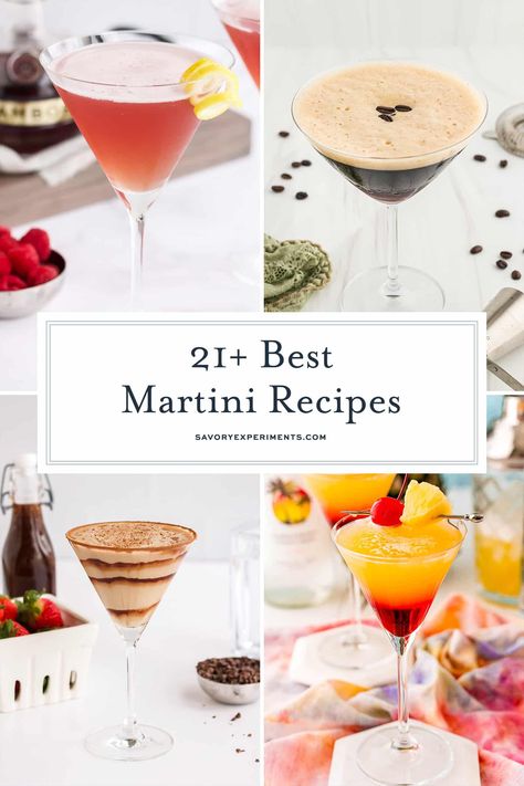 Whether for a dinner party or just a drink at home, these best martini recipes are for you! From fruity to creamy and everything in between! Fun Martini Drinks, The Best Martini Recipes, Light Martini Recipes, Frozen Martini Recipes, Ginger Martini Recipes, Different Martini Recipes, Refreshing Martini Recipes, Martini Recipes Fruity, Yummy Martini Recipes