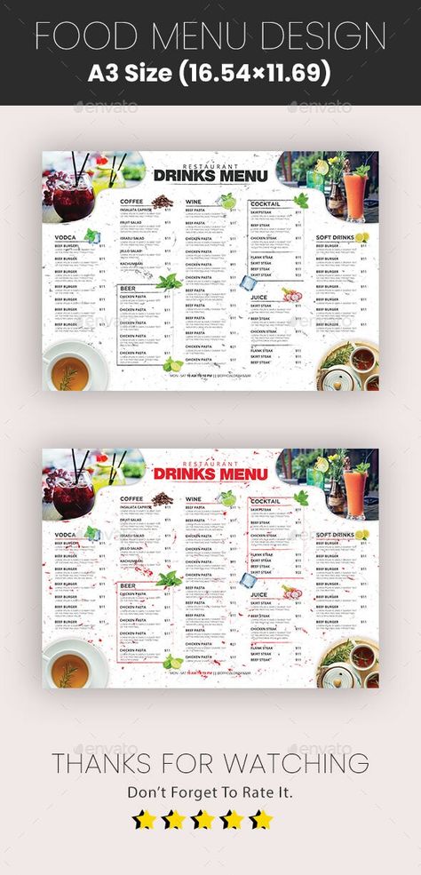 Alcoholic Drinks Menu, Drink Menu Design, Juice Menu, Creative Restaurant, Restaurant Drinks, Menu List, Food Menu Template, Add Image, Restaurant Menu Template