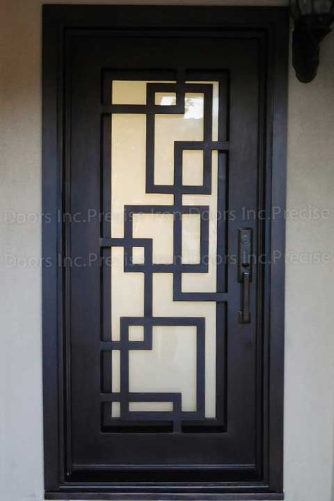 Iron Doors | Custom Iron Doors, Wrought Iron Doors | Nationwide Shipping Iron Doors Modern, Single Iron Door, Pintu Interior, Wrought Iron Front Door, Single Entry Doors, Porte In Ferro, Iron Front Door, Metal Doors Design, Steel Door Design