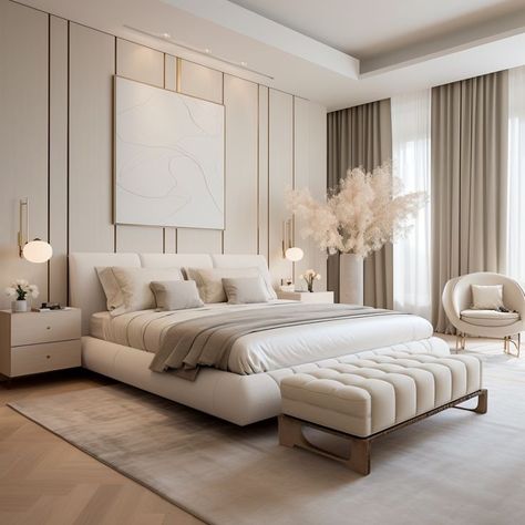 Modern Owners Suite, Bedroom With Couch, Home Styles Types Of Interior, Modern White Bedroom Ideas, Bedroom Interior Design Luxury, Classy Bedroom, Modern Luxury Bedroom, تصميم للمنزل العصري, Luxury Bedroom Master