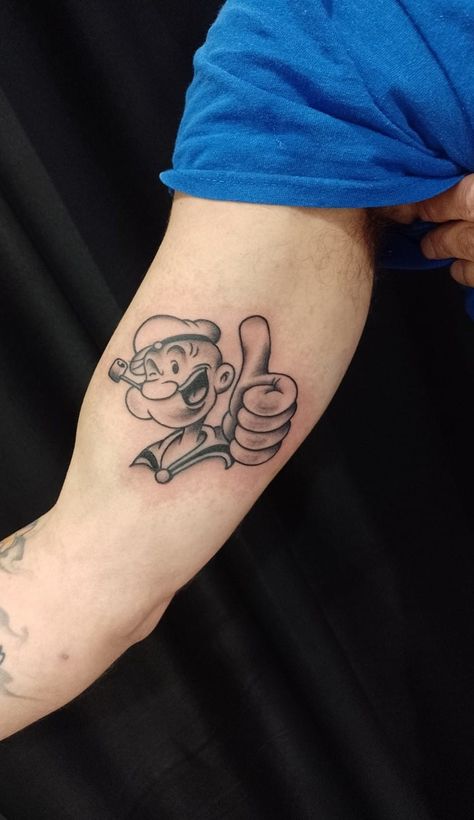 Popeye The Sailor Man Tattoo, Popeye Tattoo, Pop Culture Tattoos, Rick And Morty Tattoo, Popeye Cartoon, Culture Tattoos, Cyrus The Great, Letter Tattoo, Popeye The Sailor Man