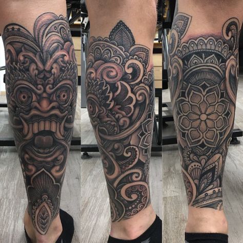 Thai Leg Tattoo, Thai Sleeve Tattoo, Thai Tattoos, Tattoos Leg, Japanese Leg Tattoo, Indian Tattoos, Bali Tattoo, Best Leg Tattoos, Shin Tattoo