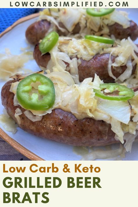 Yes, you can still enjoy grilled beer brats on a low-carb and keto diet! Brats are full of flavor and absolutely delicious with toppings! Keto Stuffed Brats, Keto Brats Recipes, Keto Brats, Delicious Grill Recipes, Optavia Meals, Brats Recipes, Keto Board, Beer Brats, Pork Entrees