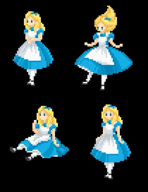 Alice In Wonderland Pixel Art, Alice In Wonderland 1951, Alice In Wonderland Aesthetic, Alice In Wonderland Disney, Party Icon, Pixel Art Background, Pixel Art Tutorial, Easy Pixel Art, Pixel Art Characters