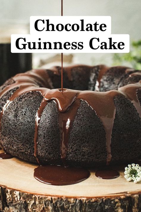 This Chocolate Guinness Cake with Chocolate Ganache is a sweet treat for St. Patrick’s Day. The cake is rich in flavor and soft in texture for a combination that equals chocolate bliss… Chocolate Guinness Cake, Guinness Chocolate, Cake With Chocolate Ganache, Guinness Cake, Irish Soda Bread Recipe, Chocolate Bundt, Boozy Desserts, Chocolate Bundt Cake, Irish Cream