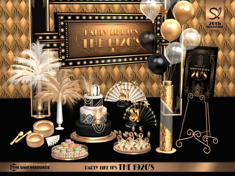 The Sims Resource - Party like the 20s - II Salon Party, The Sims 4 Skin, Sims 4 Cc Kids Clothing, Sims 4 Clutter, The 20s, Tumblr Sims 4, Sims 4 Expansions, Sims 4 Teen, Feather Decor