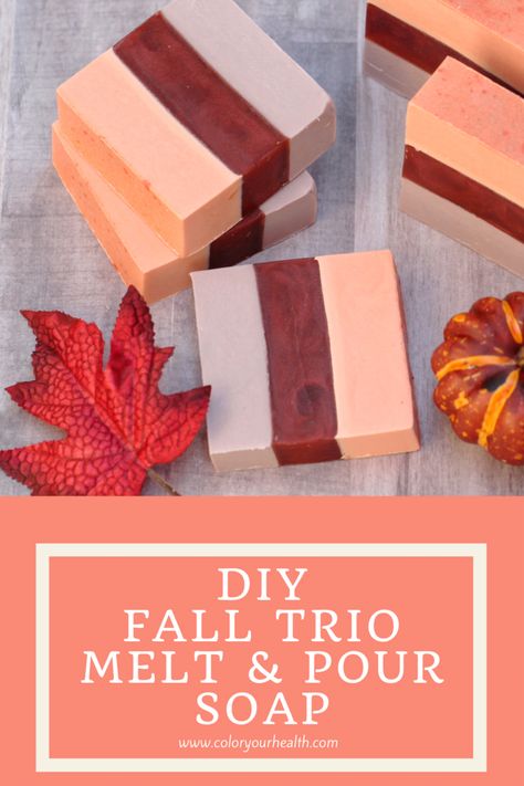 This fall melt and pour soap recipe combines all the colors you love with the scents your soul craves! Homemade Fall Soap Recipes, Autumn Melt And Pour Soap, Fall Soap Recipes Melt And Pour, Fall Soaps Melt And Pour, Fall Melt And Pour Soap Ideas, Fall Soap Ideas, Calender Diy, Melt And Pour Soap Ideas, Fall Soap Recipes