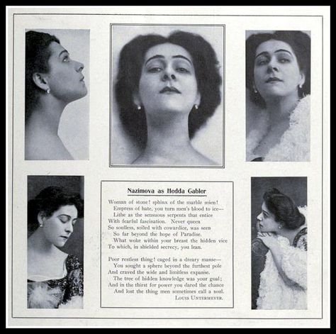 1907 Theatre - Mme. Alla Nazimova as Hedda Gabler // From CharmaineZoe, via Flickr Alla Nazimova, Hedda Gabler, Lost Film, Isabella Rossellini, Dorothy Parker, Film Credits, Sewing Circles, History Projects, Summer Projects