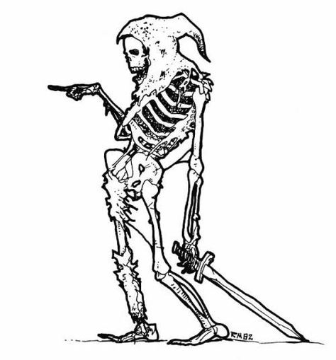 Skellington (Richard Mather, The Space Gamer 50, April 1982). Undead God, Old School Skeleton, 16 Tattoo, Medieval Tattoo, Occult Tattoo, Skeleton Tattoos, Dark Art Tattoo, Tattoo Art Drawings, Dark Tattoo