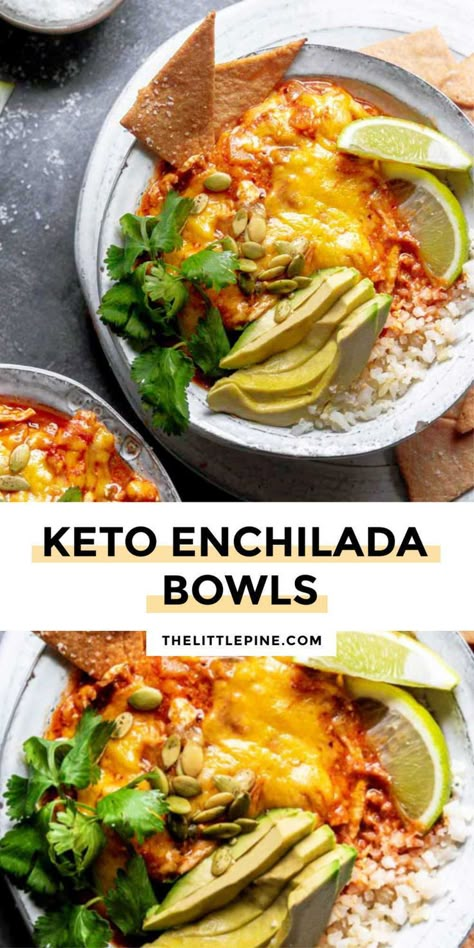 Enchilada Bowl, Keto Enchiladas, Keto Bowls, Power Bowl Recipes, Low Carb Enchiladas, Keto Dishes, Low Carb Mexican, Power Bowl, Enchiladas Recipe