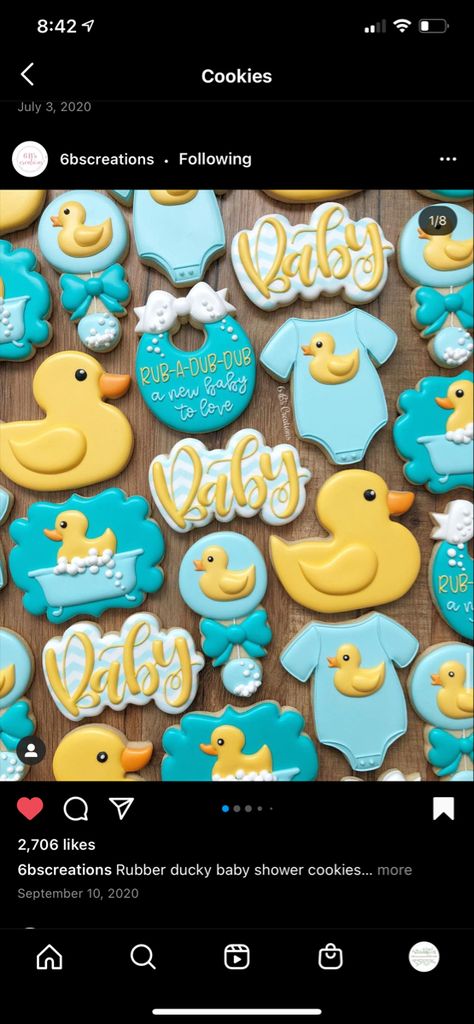 Duck Baby Shower Theme, Rubber Ducky Party, Duck Cookies, Ducky Baby Shower, Rubber Ducky Baby Shower, Yummy Sugar Cookies, Baby Shower Duck, Baby Cookies, Baby Themes