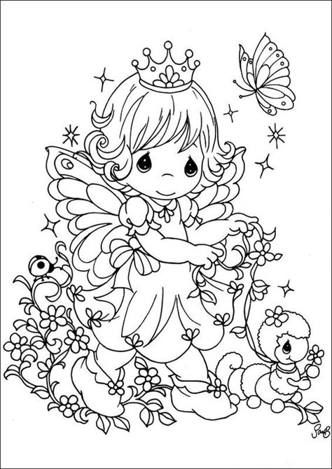 Free & Easy To Print Fairy Coloring Pages Precious Moments Coloring Pages, Adult Colouring Pages, Fairy Coloring Pages, Fairy Coloring, Digi Stamp, Disney Coloring Pages, Cool Coloring Pages, Coloring Pages To Print, Cute Coloring Pages