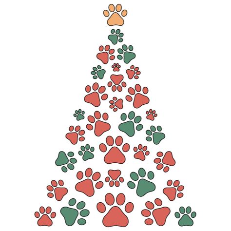 Dog Paw Christmas Tree, Christmas Tree Paw Prints, Paw Print Christmas, Paw Print Christmas Card, Paw Print Christmas Tree Cross Stitch, Christmas Svg, Cricut Design, Paw Print, Cricut