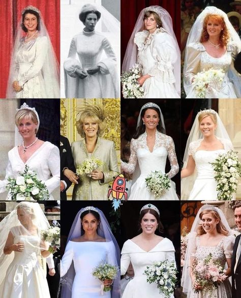 Princess Beatrice Wedding Dress, Sarah Ferguson Wedding Dress, Queen Elizabeth Family Tree, Princess Anne Wedding Dress, Princess Anne Wedding, Sarah Ferguson Wedding, Princess Beatrice Wedding, Eugenie Wedding, Autumn Phillips