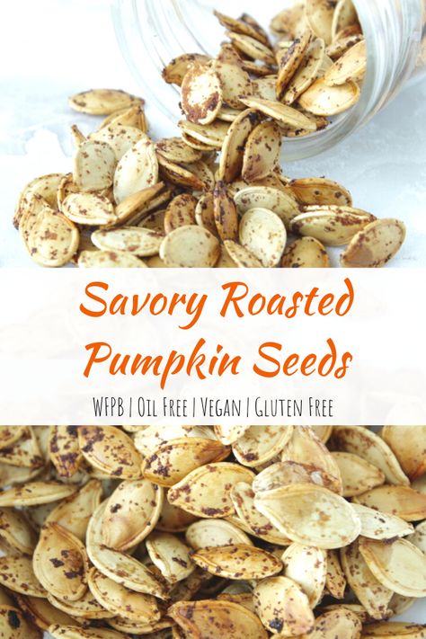 Savory Roasted Pumpkin Seeds Recipe - Simply Plant Based Kitchen How To Dry Pumpkin Seeds, Pumpkin Roasted Recipes, Pumpkin Seeds Recipe Roasted Savory, Pumpkin Seeds Recipe Savory, Cajun Pumpkin Seeds, Savory Roasted Pumpkin, Pumpkin Seed Recipes Baked, Baked Pumpkin Seeds, Oven Roasted Pumpkin Seeds