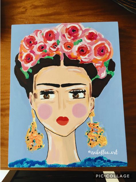 Frida Khaki Art, Frida Kahlo Elementary Art Lessons, Frida Kahlo Paintings Artworks, Frida Kahlo Art Projects For Kids, Frida Kahlo Inspired Art, Frida Kahlo Painting, Frida Paintings, Painted Jewellery, Frida Kahlo Paintings