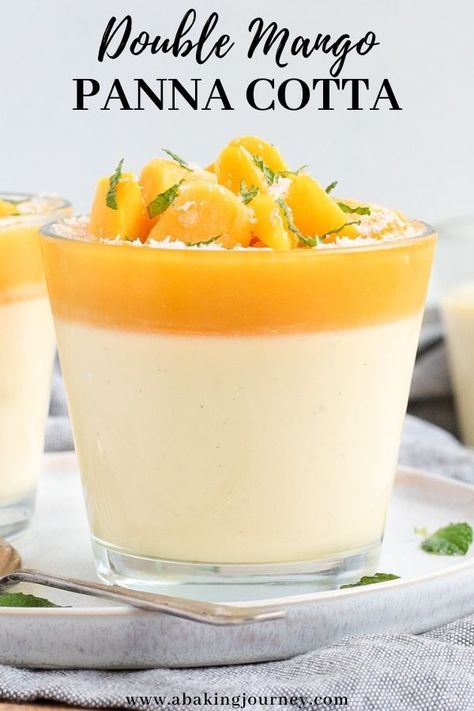 This Double Mango Panna Cotta Recipe makes the most delicious and light Summer Dessert. Super creamy and packed with flavour, this Panna Cotta with Mango is a great make-ahead dessert for parties, barbecues and summer gatherings! It can also be made with frozen mango so you can make it all year round!