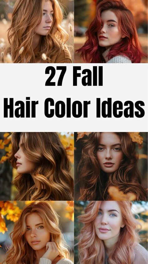 Creative Colour Hair Ideas, Honey Almond Hair Color, New Fall Hair Color Ideas, Caramel Highlights On Red Hair, Bold Fall Hair Colors, Fall Colors For Hair, Dark Auburn Hair With Blonde Highlights, Fall 2024 Hair Color Trends, Hair Colour For Fair Skin Tone