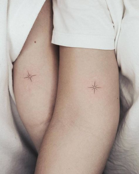 Minimalist Matching Tattoos, Tattoo For Couple, Love Tattoos For Couples, North Star Tattoo, North Star Tattoos, Couple Tattoos Love, Partner Tattoos, Mom Daughter Tattoos, Tattoos Matching