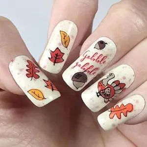 Fall Press on Nails Medium Square Fake Nails Thanksgiving Acrylic Nails with Maple Leaf Turkey Design White Full Cover False Nails with Glue Gloss Artificial Nails for Women Fall Manicure Art #naildesigns #nail #nails #halloween #nails #halloweennails #pinterest #pinterestadvertising #amazon #fall #fallnails Fall Press On Nails, Fake Nails White, Thanksgiving Nail Designs, Manikur Kuku, Halloween Acrylic Nails, Fall Manicure, Manicure Diy, Nail Art Set, Thanksgiving Nails