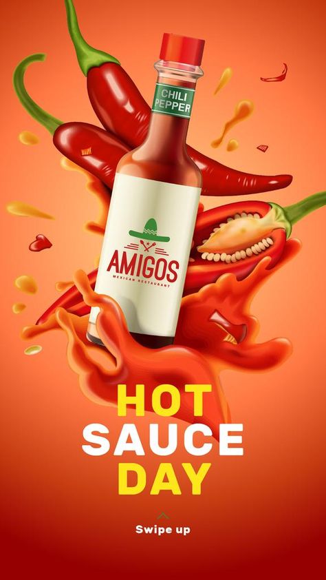 Spicy Food Creative Ads, Sauce Ads Design, Spicy Graphic Design, Hot Sauce Poster, Sauce Ads, Keen Jasper, Hot Chili Sauce, Food Promotion, Hot Appetizers