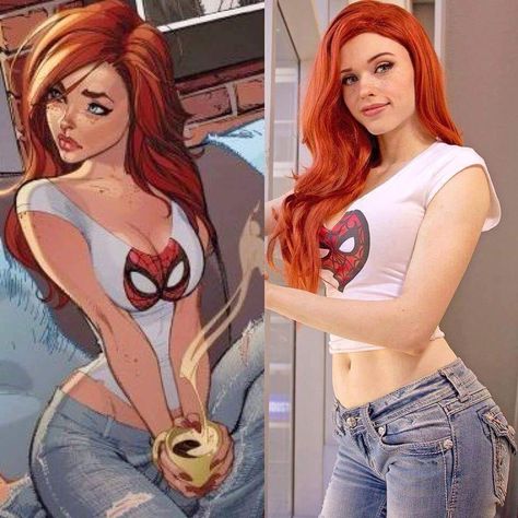 Mary Jane Costume, Red Head Halloween Costumes, Mary Jane Spiderman, Mary Jane Outfit, Spiderman Outfit, Female Heroines, Couples Cosplay, Spiderman Costume, Mary Jane Watson