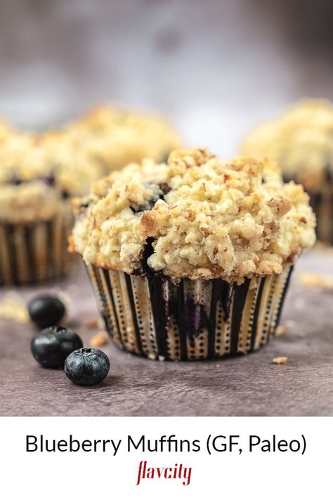 Easy gluten free blueberry muffin recipe. Bobby Flavcity Recipes, Bobby Parrish Flavcity Recipes, Flav City Recipes, Flavcity Recipes, Dairy Free Blueberry Muffins, Flav City, Bobby Approved, Pecan Crumble, Gluten Free Blueberry Muffins